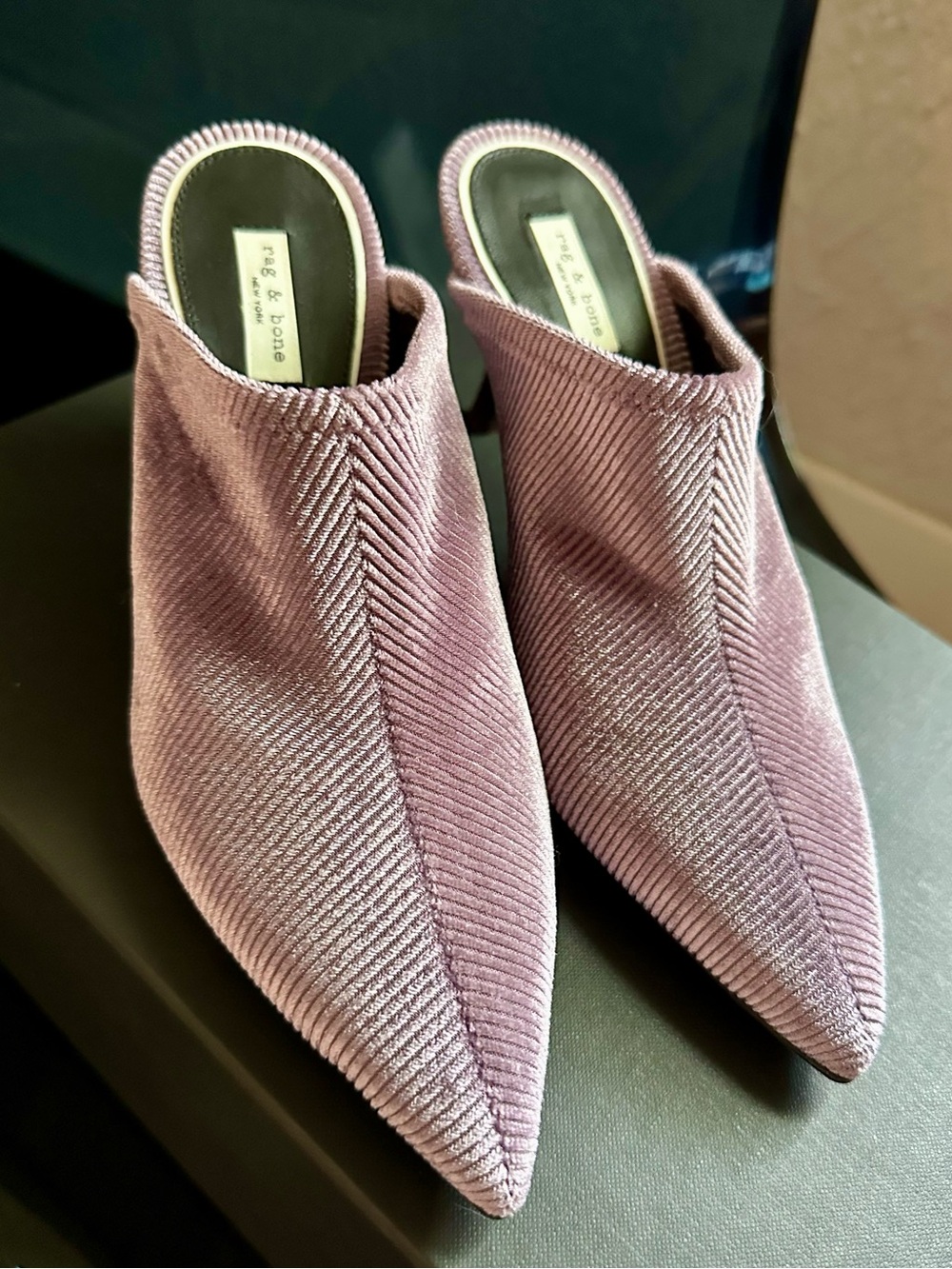 rag & bone Lilac Corduroy Mule Heels NWT